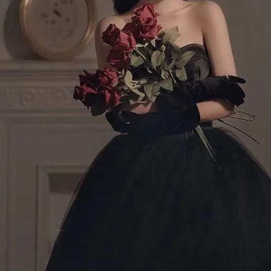 image-Black Evening Dress Can Wear Birthday Host Light Luxury Niche Wipe Chest Long
