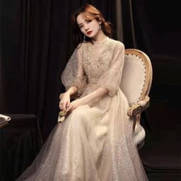 image-Slim Beauty Gold Banquet Evening Dress