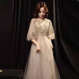 image-Slim Beauty Gold Banquet Evening Dress