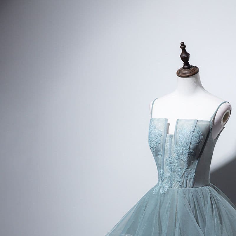 image-Grey Green Suspender Bra Evening Dress For Women