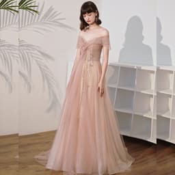 image-One Shoulder Slim Fairy Aura Light Gauze Bridesmaid Dress