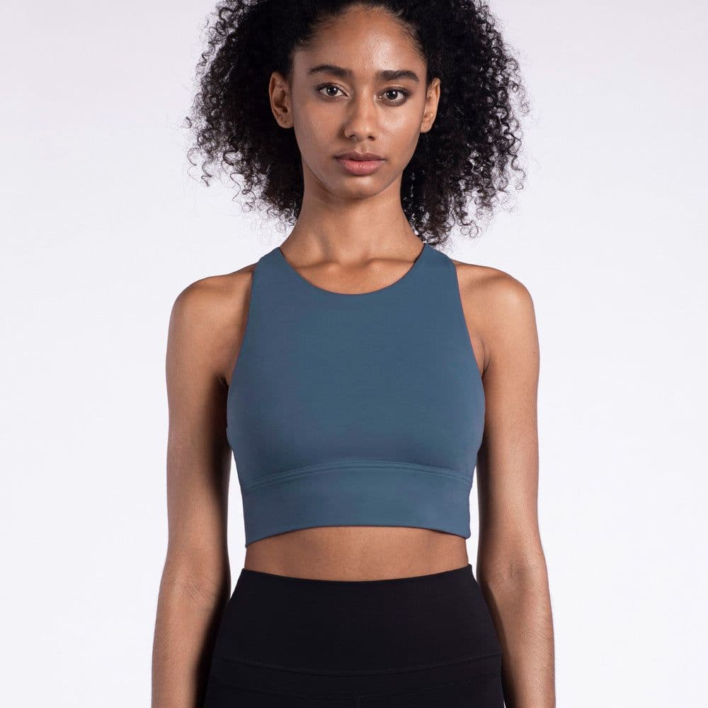 image-Fitness Cross Back Underwear Strappy Longline Yoga Bras Supportive Round Neck Gym Tops