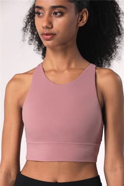 image-Fitness Cross Back Underwear Strappy Longline Yoga Bras Supportive Round Neck Gym Tops