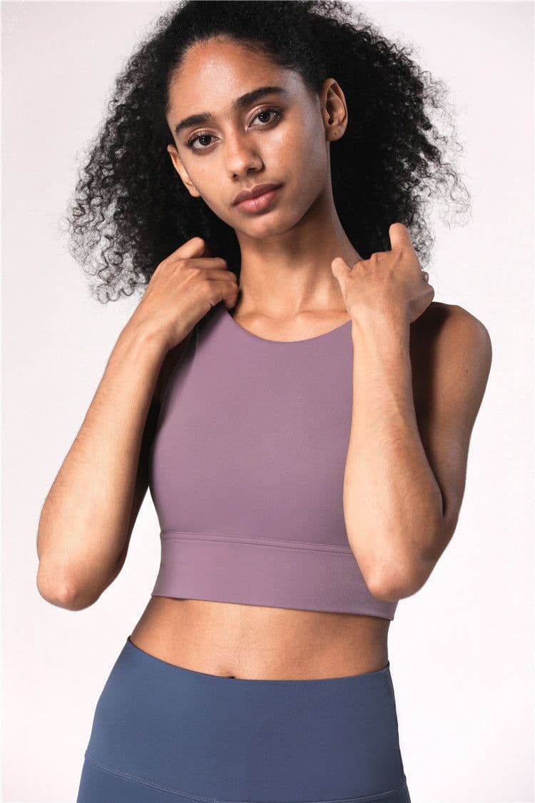image-Fitness Cross Back Underwear Strappy Longline Yoga Bras Supportive Round Neck Gym Tops