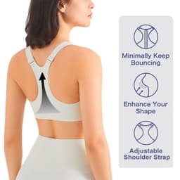 image-Zip Front Sports Bra Shock Absorption Gather For Women Plus Size Workout Fitness Running