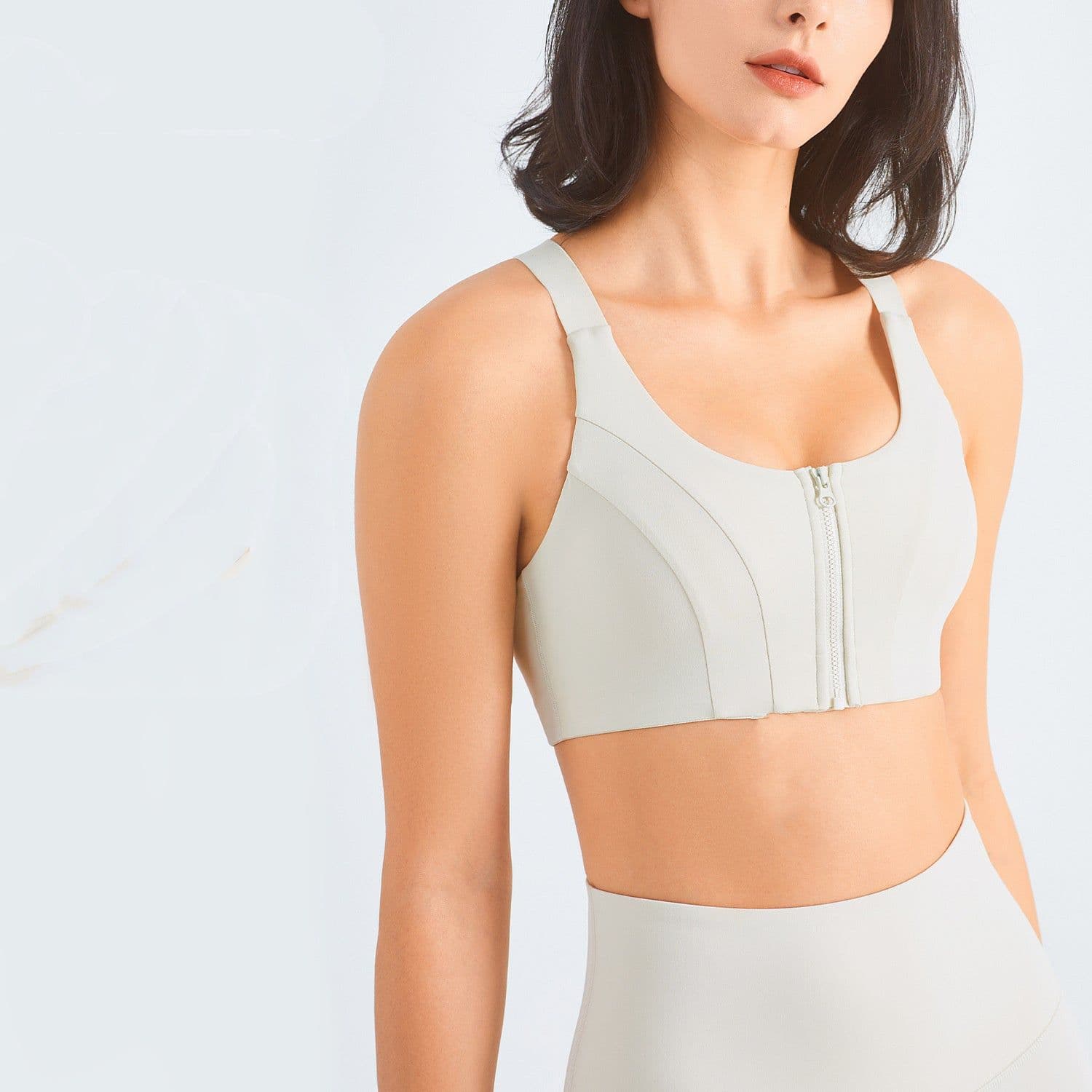 image-Zip Front Sports Bra Shock Absorption Gather For Women Plus Size Workout Fitness Running