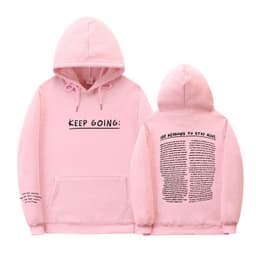 image-Letter Printing Long-sleeved Drawstring Hooded Sweatshirt With Pockets Fashion Sports Hoodie Womens Clothing