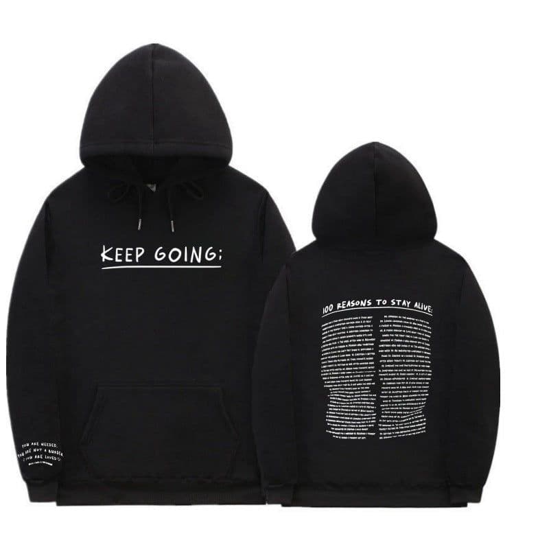image-Letter Printing Long-sleeved Drawstring Hooded Sweatshirt With Pockets Fashion Sports Hoodie Womens Clothing