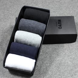 image-Men's Socks Gift Box Of Medium Thickness Autumn And Winter Men's Medium Tube Casual Socks Simple Five Pairs Of Gift Box Diamond Plaid Socks