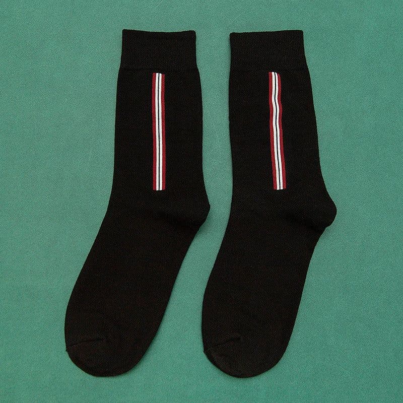 image-Vertical Striped Color Matching Mid-Tube Socks