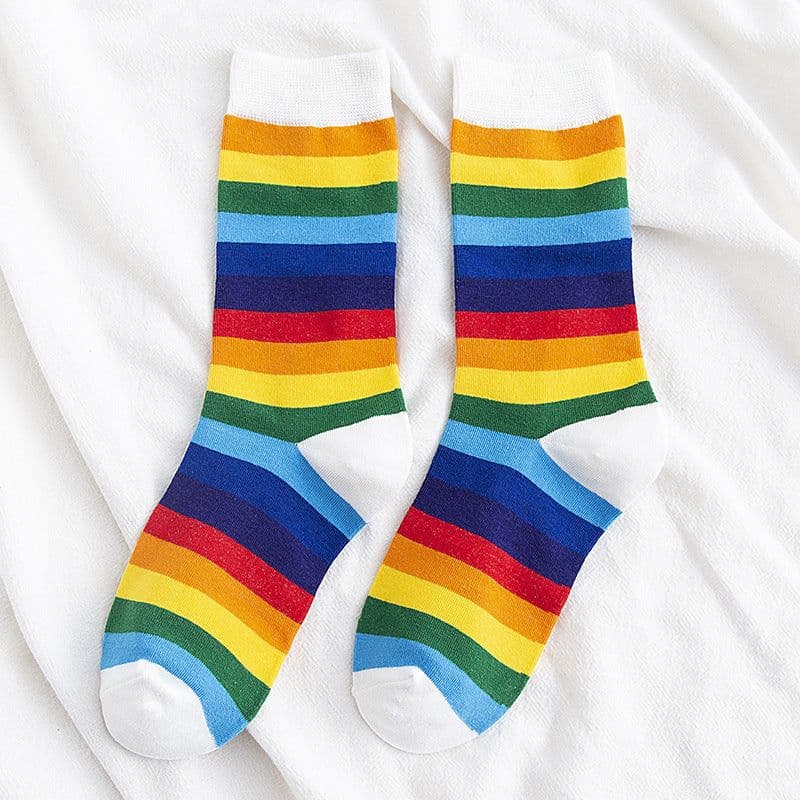 image-Rainbow Cocks Stockings Women Color Stripes