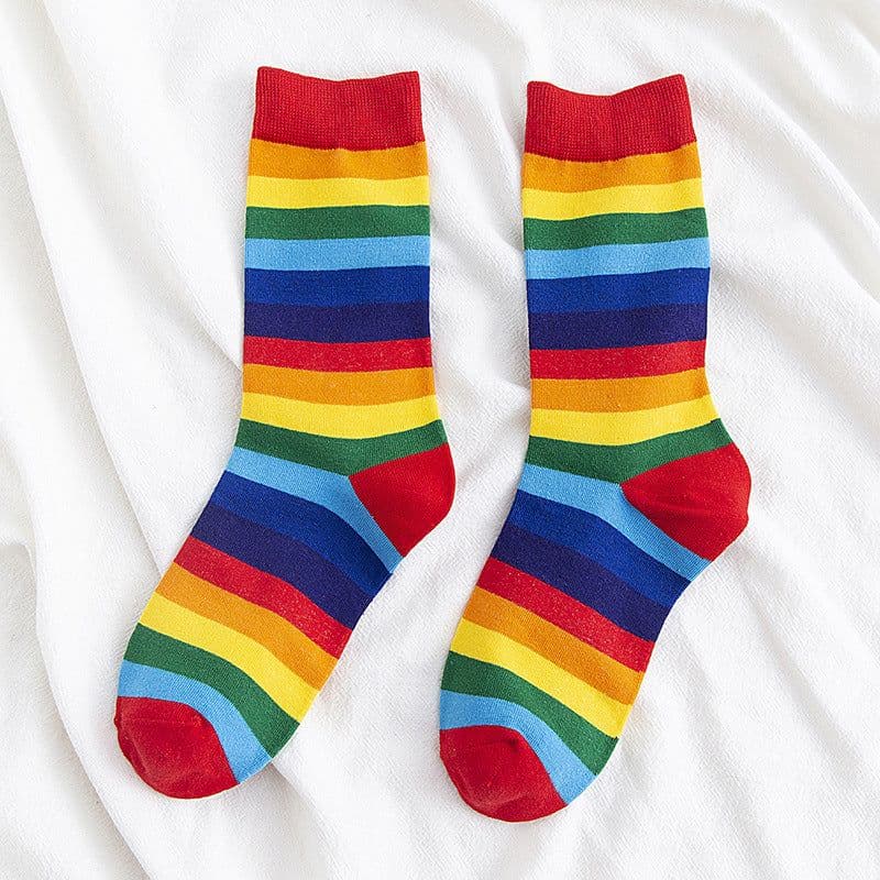 image-Rainbow Cocks Stockings Women Color Stripes