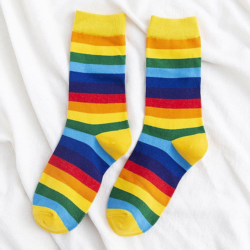 image-Rainbow Cocks Stockings Women Color Stripes