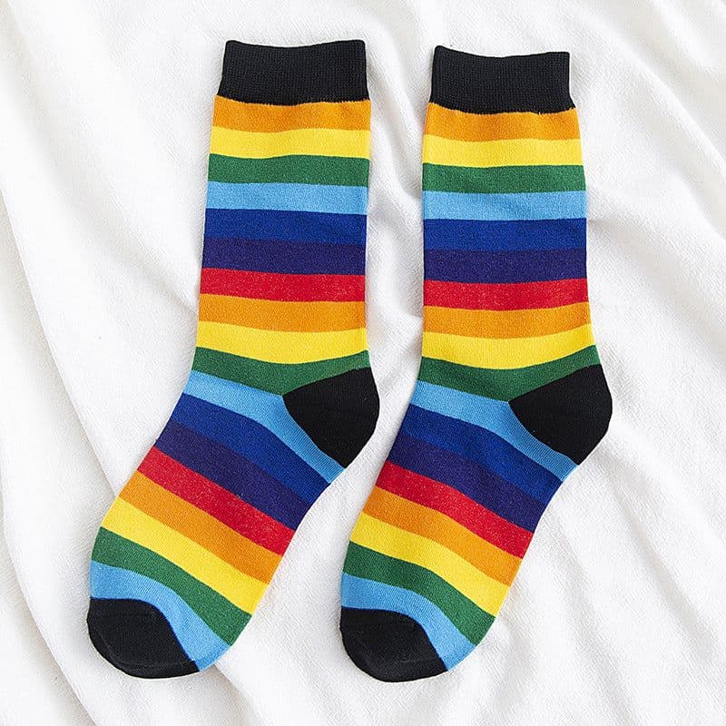 image-Rainbow Cocks Stockings Women Color Stripes
