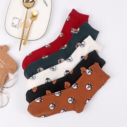 image-Korean Version Of The Autumn And Winter Tube Red Cute Puppy Cartoon All-Match Stockings