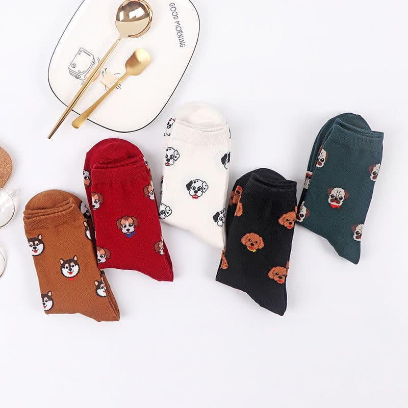 image-Korean Version Of The Autumn And Winter Tube Red Cute Puppy Cartoon All-Match Stockings