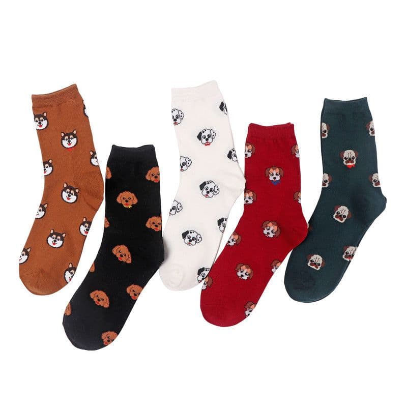 image-Korean Version Of The Autumn And Winter Tube Red Cute Puppy Cartoon All-Match Stockings