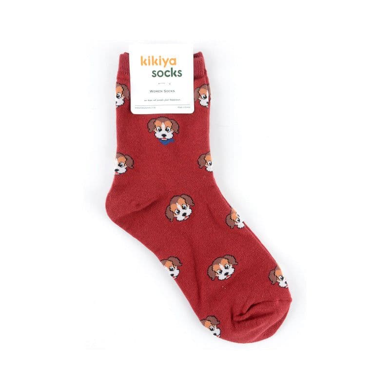 image-Korean Version Of The Autumn And Winter Tube Red Cute Puppy Cartoon All-Match Stockings