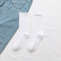 image-Stockings Women's Tube Ins Tide Socks Street Autumn And Winter Black And White Long Socks Women's Solid Color Sports Custom Cotton Socks