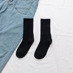 image-Stockings Women's Tube Ins Tide Socks Street Autumn And Winter Black And White Long Socks Women's Solid Color Sports Custom Cotton Socks