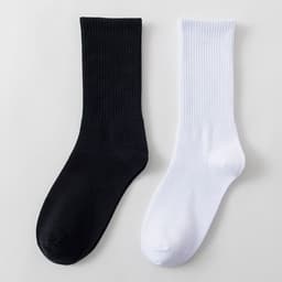image-Stockings Women's Tube Ins Tide Socks Street Autumn And Winter Black And White Long Socks Women's Solid Color Sports Custom Cotton Socks