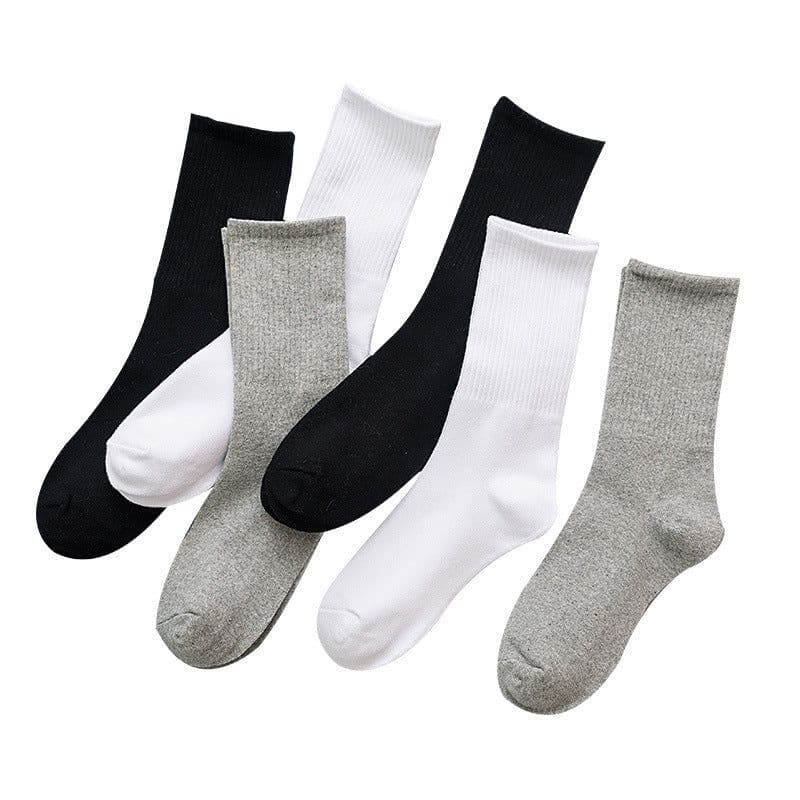 image-Stockings Women's Tube Ins Tide Socks Street Autumn And Winter Black And White Long Socks Women's Solid Color Sports Custom Cotton Socks