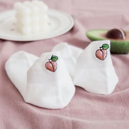 image-Socks Women's Socks Spring And Summer White Solid Color Cotton Socks Embroidery Fruit Socks Spring And Autumn Thin Ins Tide Shallow Mouth Boat Socks