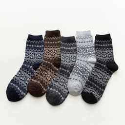 image-Autumn And winter Rabbit Wool Socks Men's Mid-tube Wool Socks Two-way Octagonal Flower