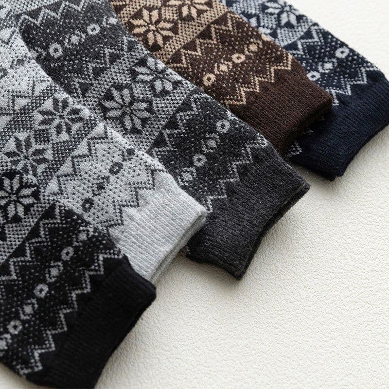 image-Autumn And winter Rabbit Wool Socks Men's Mid-tube Wool Socks Two-way Octagonal Flower