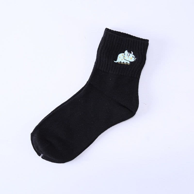 image-Cotton Mbroidered Dinosaur Women's Tube Socks
