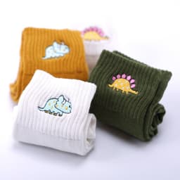 image-Cotton Mbroidered Dinosaur Women's Tube Socks