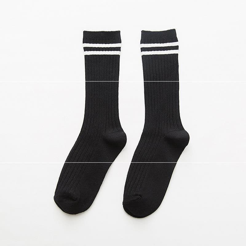 image-Socks Women's Double Needle Pile Pile Socks Striped Color Women's Socks Autumn And Winter Long Tube Cotton Socks Personality Ins Tide Socks Manufacturers Spot