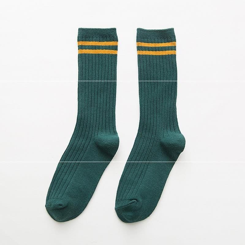 image-Socks Women's Double Needle Pile Pile Socks Striped Color Women's Socks Autumn And Winter Long Tube Cotton Socks Personality Ins Tide Socks Manufacturers Spot