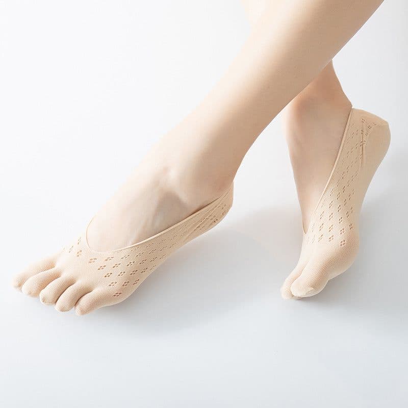 image-Velvet Summer Five-finger Mesh Breathable Invisible Shallow Mouth Silicone Lace Stockings Women