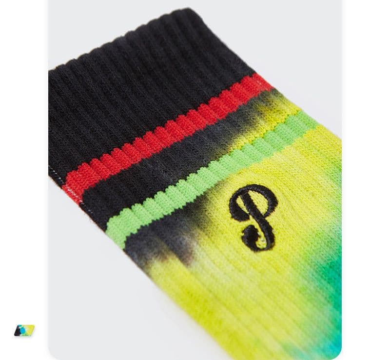 image-INFLATION Cool Socks For Men Street Style Multicolor Tie Dye Socks With Embroidery All-match Sport Socks Unisex