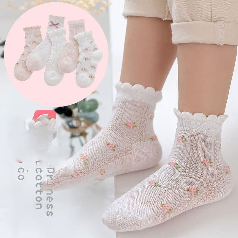 image-Mesh Boneless Suture Cartoon Boys And Girls Socks Thin Baby Socks