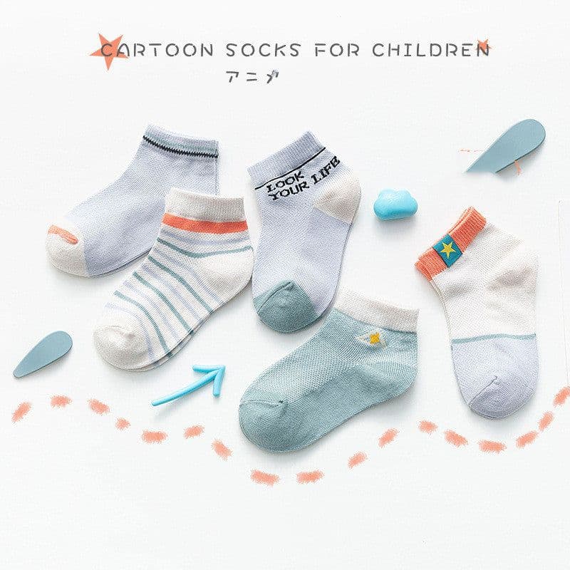 image-Mesh Boneless Suture Cartoon Boys And Girls Socks Thin Baby Socks