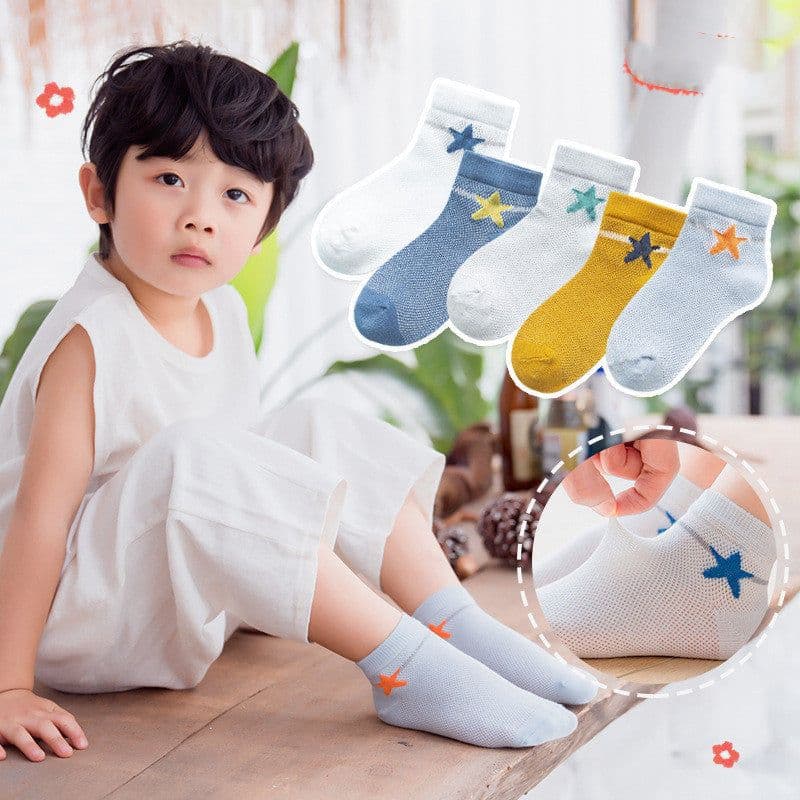 image-Mesh Boneless Suture Cartoon Boys And Girls Socks Thin Baby Socks