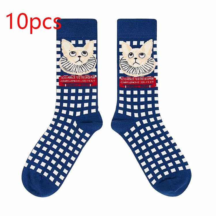image-Retro Illustration Cute Plaid Cartoon Socks Sports Cotton Socks In Tube Socks