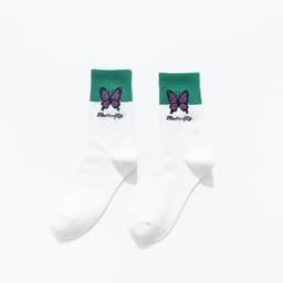 image-Butterfly Color Matching Socks, Tube Socks, Autumn And Winter Cotton Socks, Korean Style Socks, Student Stockings