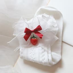 image-Japanese Strawberry Tube Socks Lolita Mesh Summer Cotton Socks Cute Girl Lace Socks