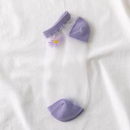 image-Small Daisy Glass Stockings Female Summer Socks Boat Socks Net Red Socks Shallow Mouth Transparent Socks