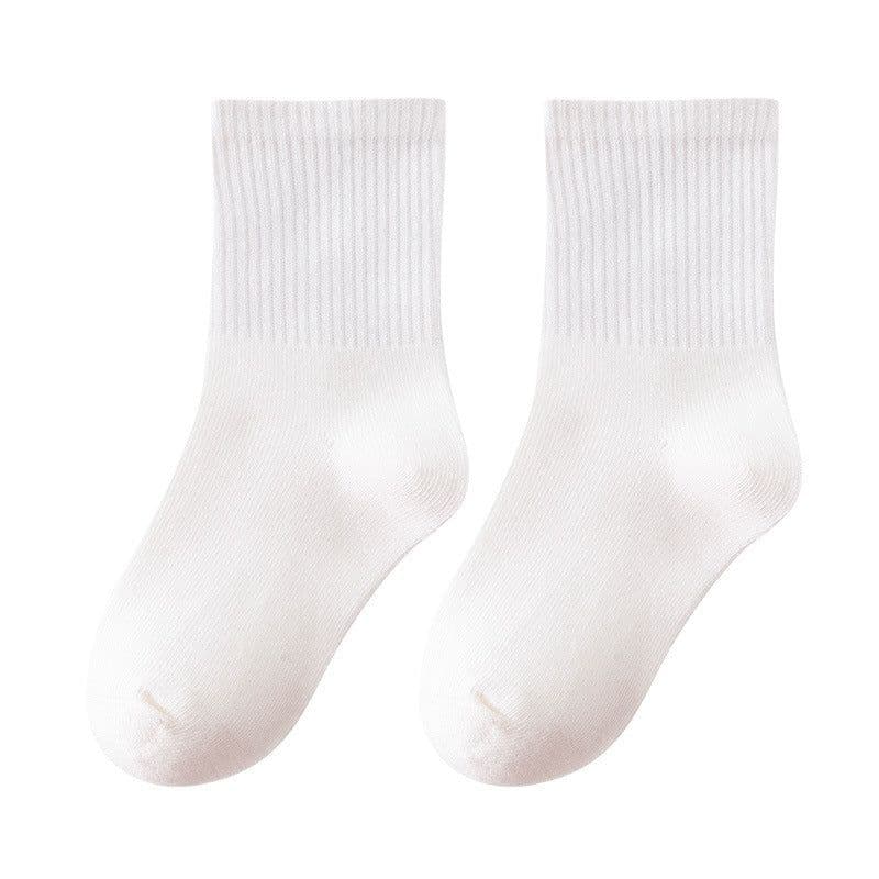 image-Children's Socks, Pure Cotton, Pure White Spring, Autumn And Winter, Tube Socks, Boys And Girls, Elementary And Middle School Students, Sports Baby Cotton Socks