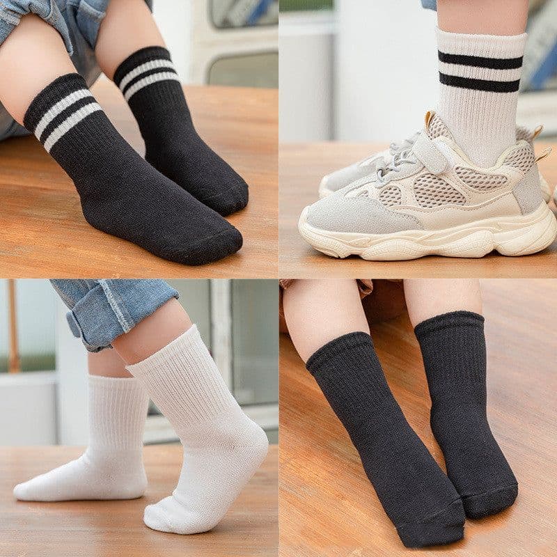 image-Children's Socks, Pure Cotton, Pure White Spring, Autumn And Winter, Tube Socks, Boys And Girls, Elementary And Middle School Students, Sports Baby Cotton Socks