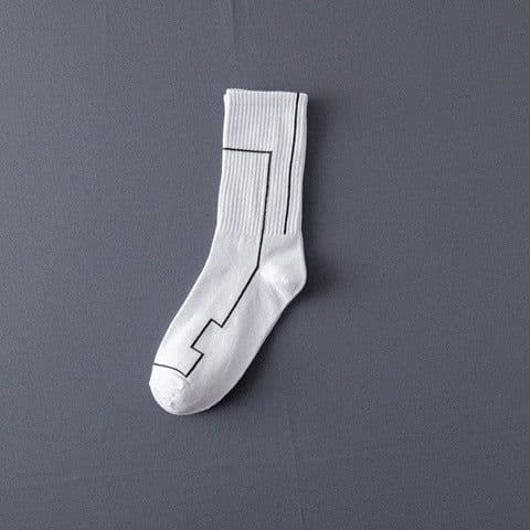 image-Socks Men'S Stockings Street Men'S Trendy Socks Simple Black And White Tube Socks Sports Socks