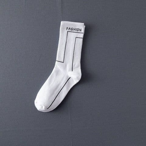 image-Socks Men'S Stockings Street Men'S Trendy Socks Simple Black And White Tube Socks Sports Socks