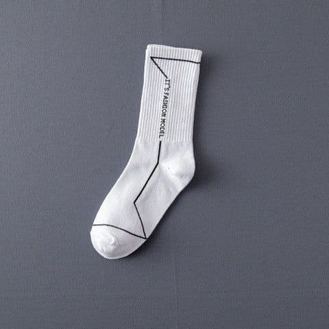 image-Socks Men'S Stockings Street Men'S Trendy Socks Simple Black And White Tube Socks Sports Socks