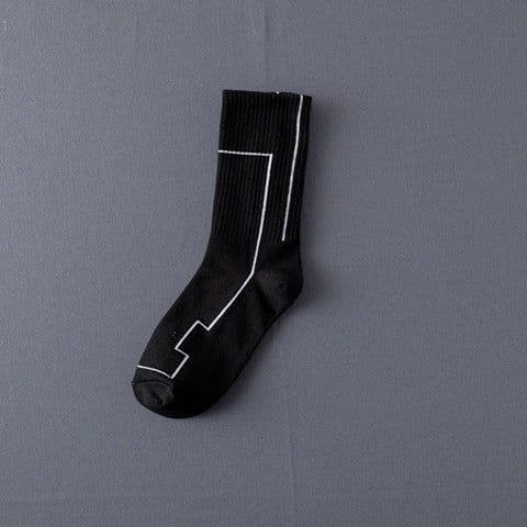 image-Socks Men'S Stockings Street Men'S Trendy Socks Simple Black And White Tube Socks Sports Socks
