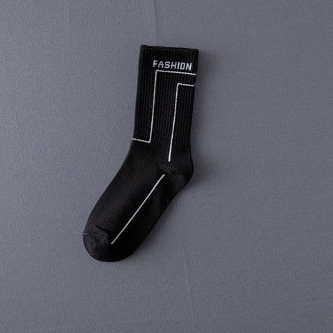 image-Socks Men'S Stockings Street Men'S Trendy Socks Simple Black And White Tube Socks Sports Socks