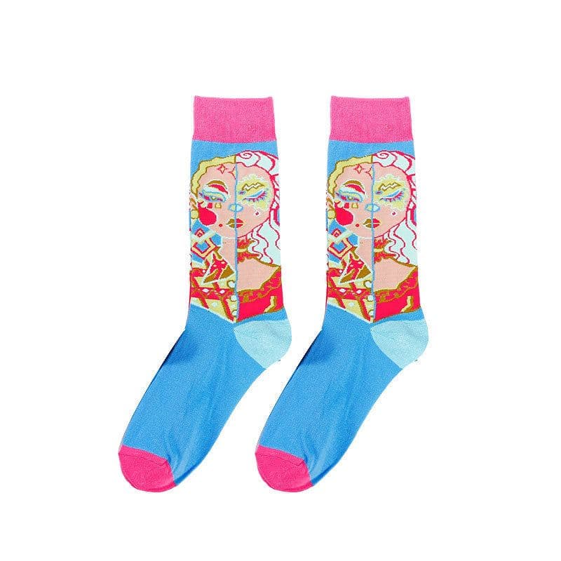 image-Tide Socks Creative Tube Socks Comic Cartoon Bright Color Couple Socks